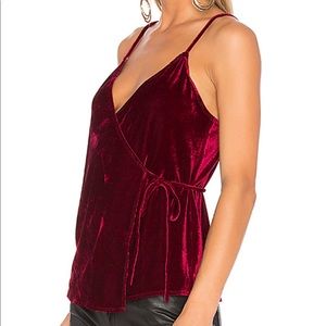 Burgundy Velvet wrap tank blouse